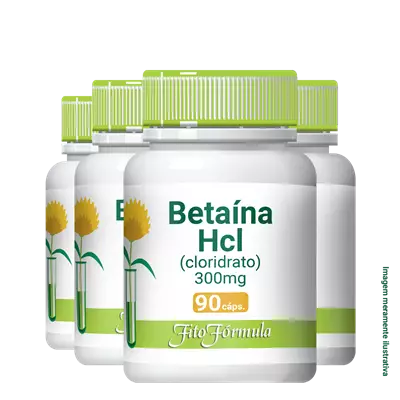Kit com 4 potes de Betaína HCL 300mg